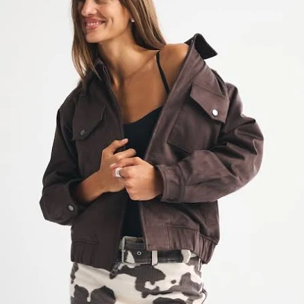 Abercrombie & Fitch Women's Vegan Suede Bomber Jacket