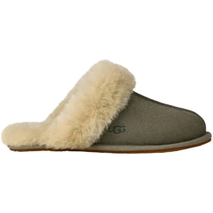 UGG Scuffette II Moss Green / Muted Brass Suede Slipper with Fur Trim