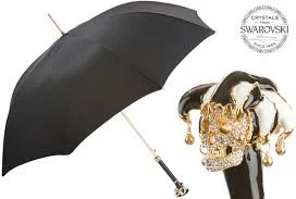 479 Oxf-18 K58 - Swarovski Jester Skull Umbrella