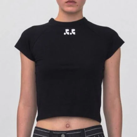 REST & RECREATION SS2404 Logo Crop Top Black