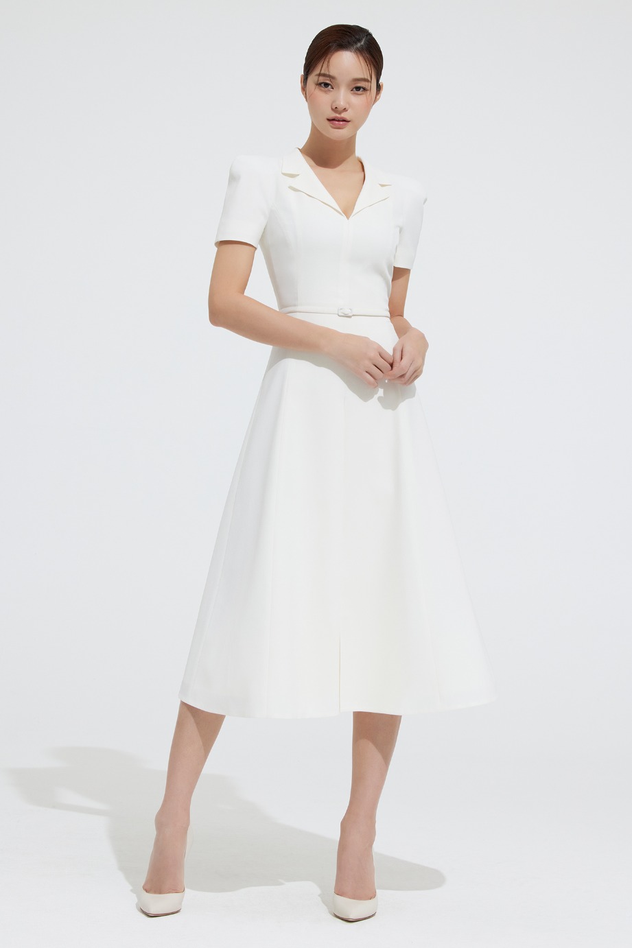 Open Collar Flare Dress