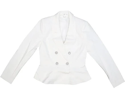 Venus Blazer Jacket Womens 4 White Double Breasted Peplum Rhinestone