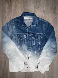 Off-White Men's Slim-Fit Paint-Splattered Denim Jacket