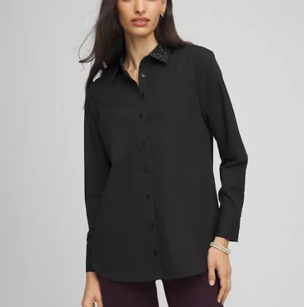 Chico's Women's Poplin Shirt with Tonal Jewels