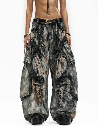Graffiti Mud Wash Baggy Jeans