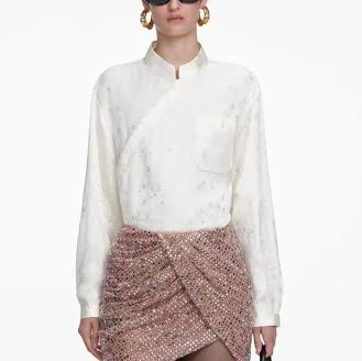 Self Portrait Satin Jacquard Blouse