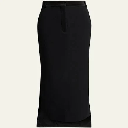 Lanvin Tailored Wool High-Low Skirt, Black, Women's, 40, Skirts