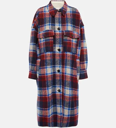 Marant Etoile, Fontizi checked coat, Women, Multicolor, US 4, Coats, Wool