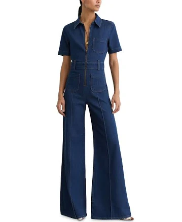 Reiss Women's Danie Wide-Leg Zip-Through Denim Jumpsuit