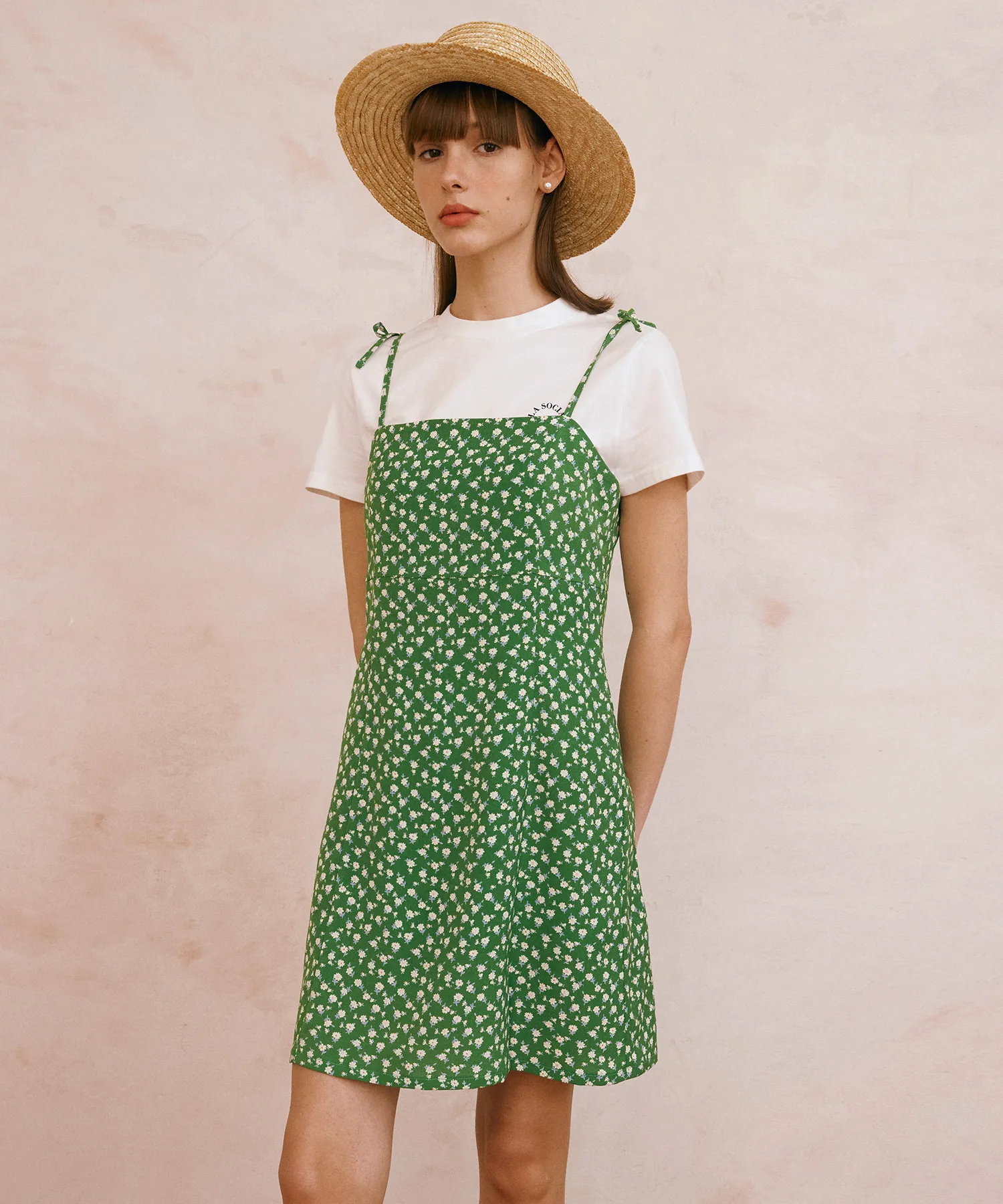 SLEEVELESS STRAP ONE-PIECE GREEN