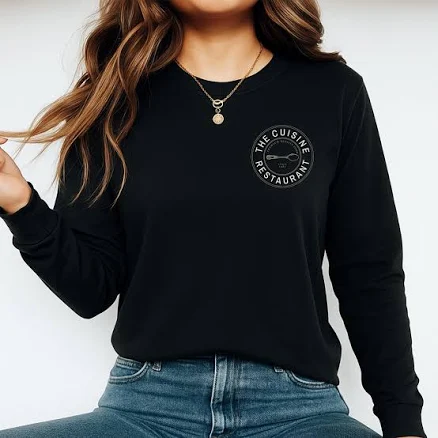 Personalized Long Sleeve T-shirt with Custom Logo and Pocket