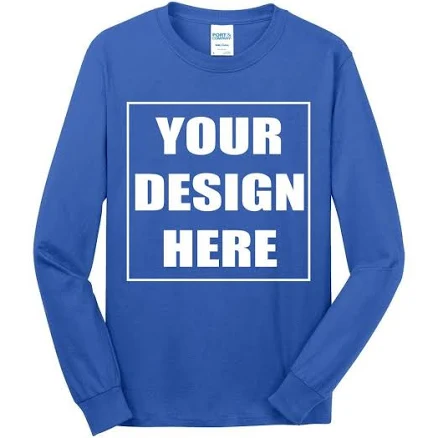 Create Your Own Custom Tall Long Sleeve Shirt - Port & Company | Your Logo | No Minimums