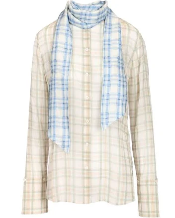 Acne Studios-Silk Blouse With Scarf Shirts Green-Shirts