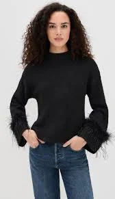 Pia Feather Trim Pullover Sweater