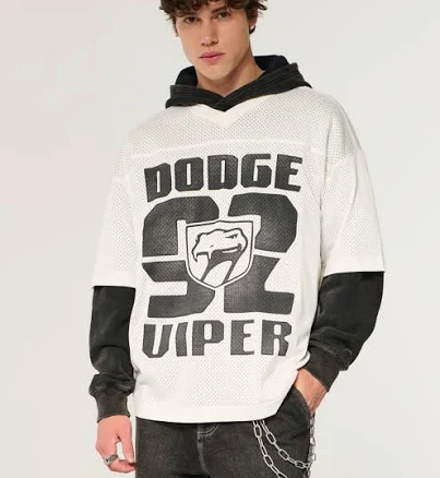 Hollister Men's Baggy Dodge Viper Graphic Football Jersey