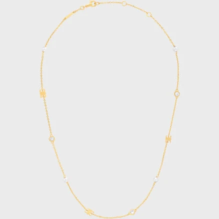 CELINE Women's Strass, Resin Pearls, and Brass Necklace