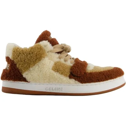 Ct-02 Mid Sneaker With Scratch In Shearling - Brown / Beige / Fox Red - Size : 35 - CELINE