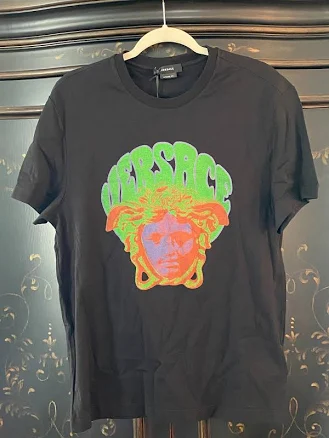 $525 Versace Medusa Front Music Print Cotton Jersey T-shirt | Black |