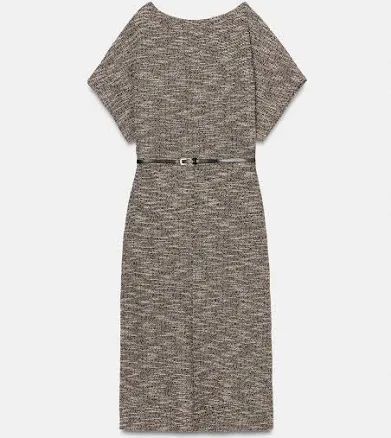 Zara Textured Belted Midi Dress