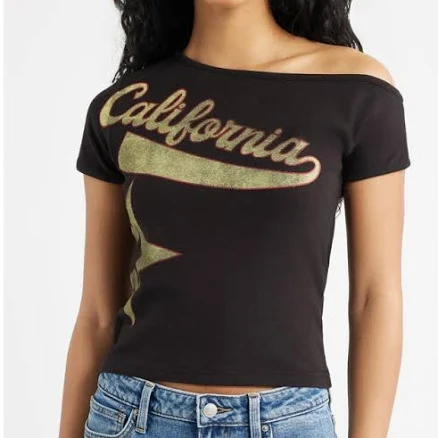 PacSun Women's California Star One-Shoulder Top