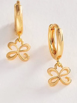 Logo Charm Huggie Hoop Earrings by Maeve in Gold at Anthropologie