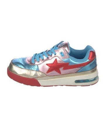 A Bathing APE Men's Road Sta Metallic Leather Low-top Trainers