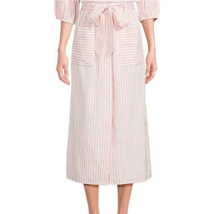 Gibson Latimer Stripe Seersucker A-Line Midi Skirt