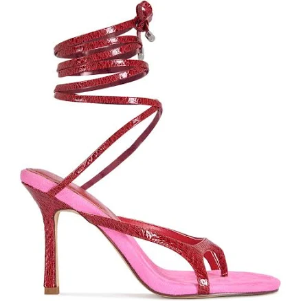 Azalea Wang Women's Otrisse Snake Print Ankle Wrap Stiletto Sandals