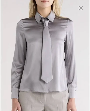 Alice + Olivia Women's Brady Slim Fit Stretch Silk Button-Front Shirt