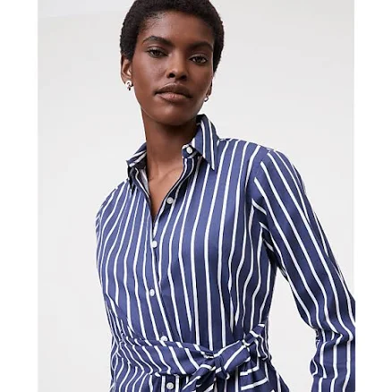 Ann Taylor Women's Striped Tie Waist Button Down Shirt
