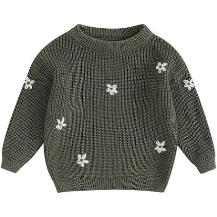 Baby Girls Yarn Flower Knit Sweater