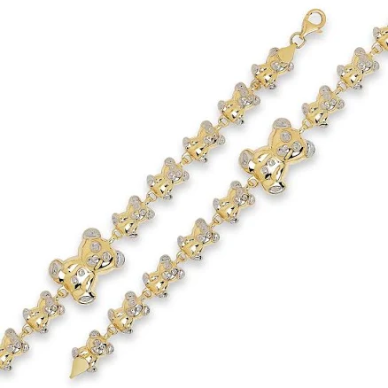 10K Yellow Gold Teddy Bear Link Chain Bracelet