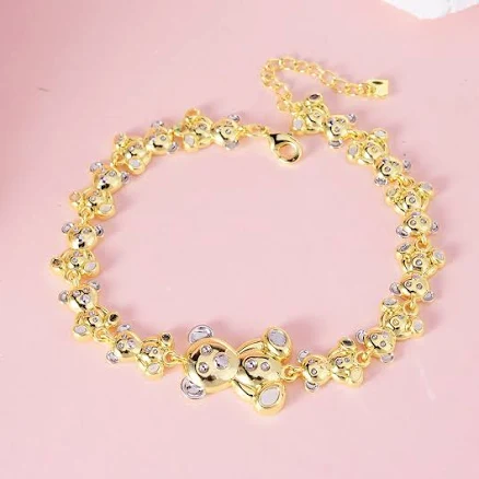 Silviax Two Tone Teddy Bear Link Chain Bracelet