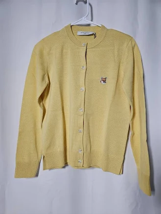 Maison Kitsuné Women's Fox Head Patch Cardigan In Soft Yellow Small