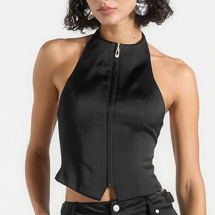 Women's Manière De Voir Claudette Satin Halterneck Backless Top