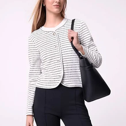 Ann Taylor Women's Weekend Striped Knit Jacket