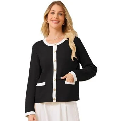 Inspire CHIC Women's Button Down Crew Neck Long Sleeve Ribbed Jacket