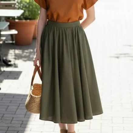 Women's Flare Linen Skirt