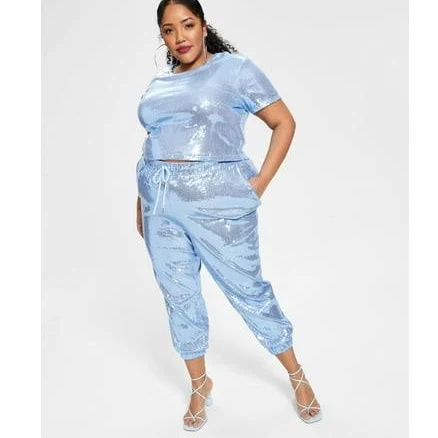 Nina Parker Plus Size Sequin Joggers