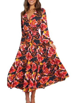Petal & Pup Women's Balsa Floral Long Sleeve Midi Dress
