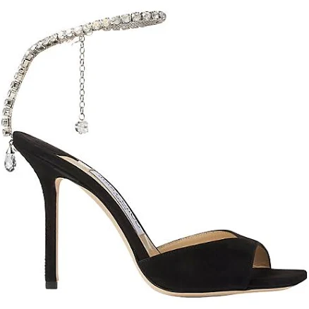 Jimmy Choo Saeda Women Crystal-Embellished Suede Sandals