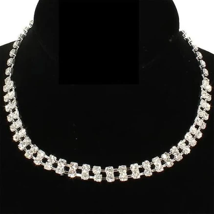 Rhinestone Two- Row Choker Necklace