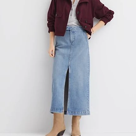 Loft Women's Refined Denim Midi Skirt
