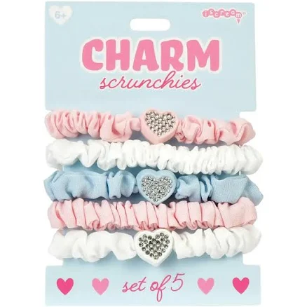 Iscream Heart Charm Scrunchie Set