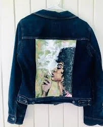 Smokin hand painted weed jean jacket