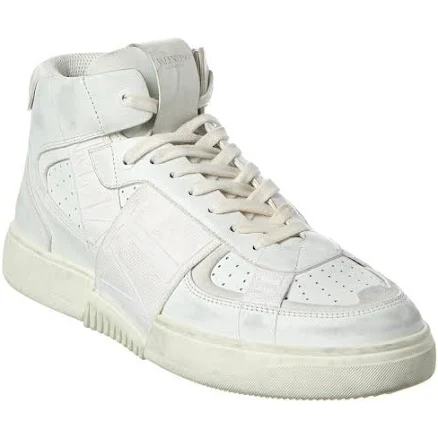 Valentino Vltn Leather High-Top Sneaker, White / 46