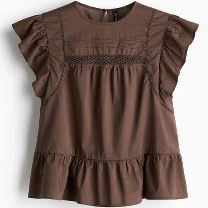 Ladies H&M Lace-inset peplum blouse