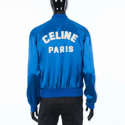Celine 2950$ Satin Teddy Jacket - Celine Paris Embroidery, Electric