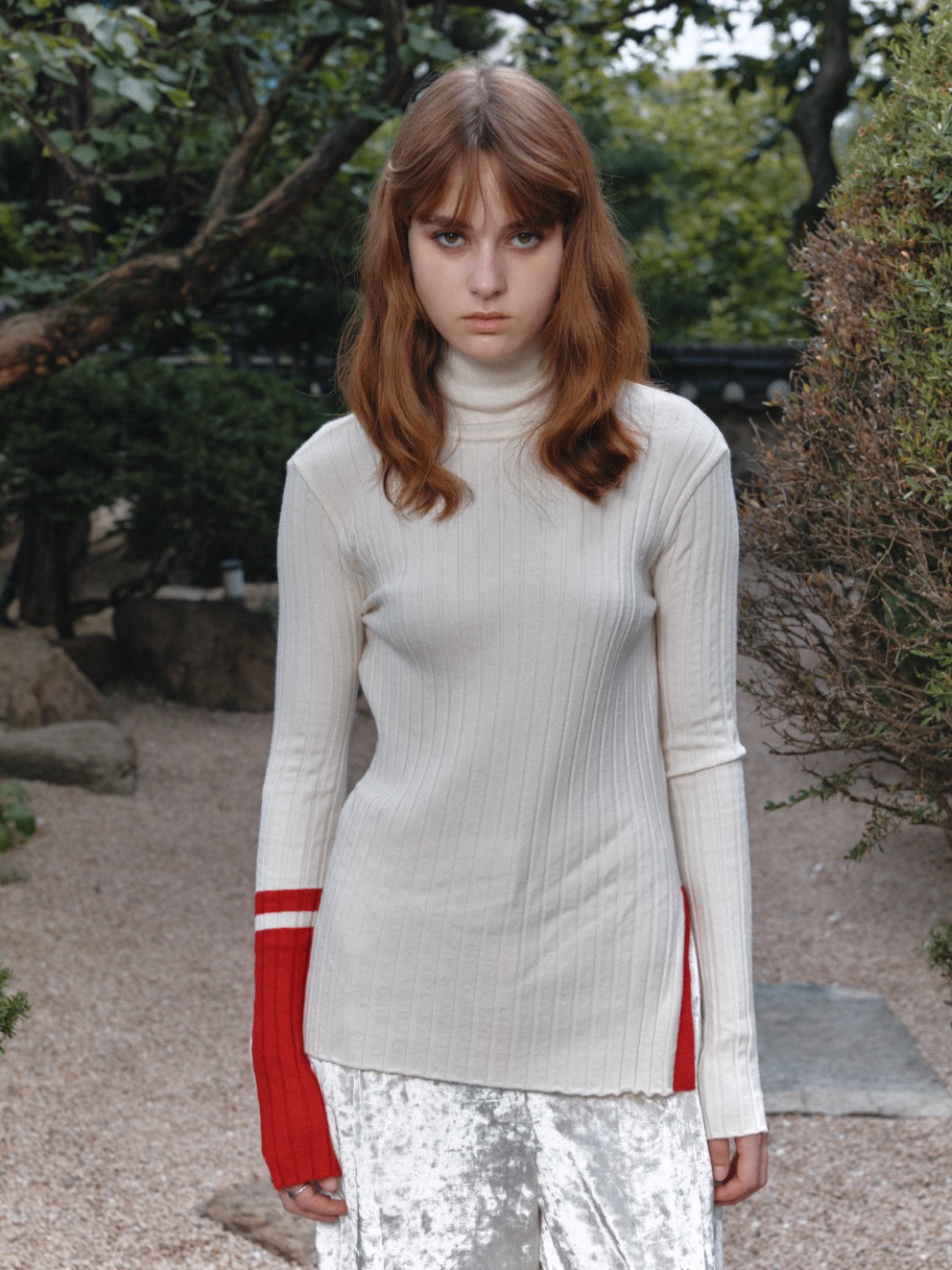 [Signature] PIET Contrast-Cuffs Turtle Neck Knit_Ivory