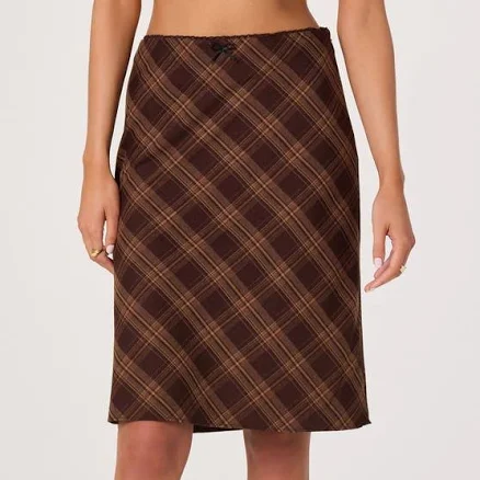 Astr The Label Women's Plaid A-Line Slip Skirt